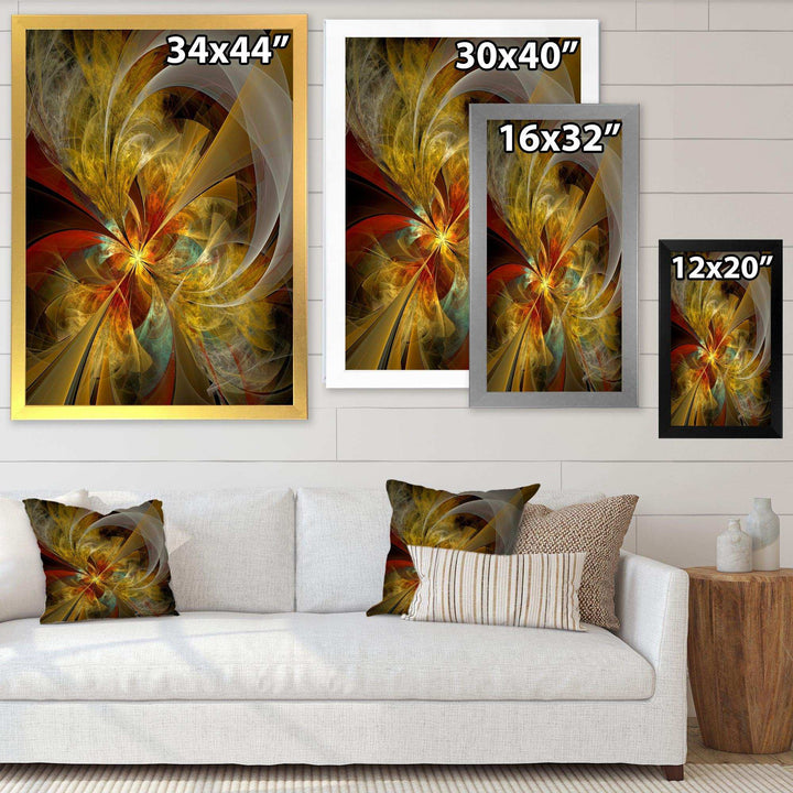 Bright Yellow Symmetrical Flower Design - Modern Canvas Wall Art