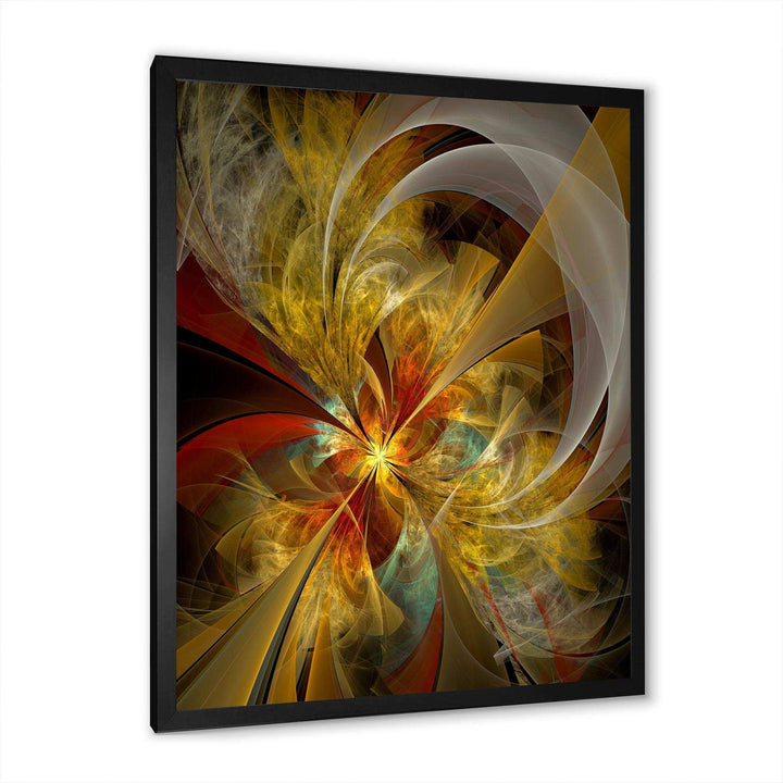 Bright Yellow Symmetrical Flower Design - Modern Canvas Wall Art