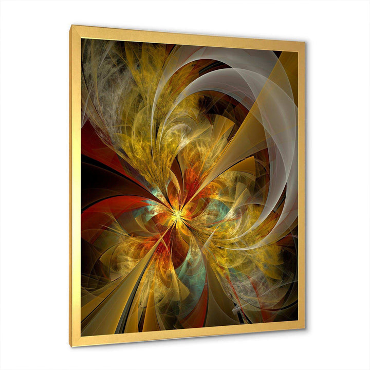 Bright Yellow Symmetrical Flower Design - Modern Canvas Wall Art