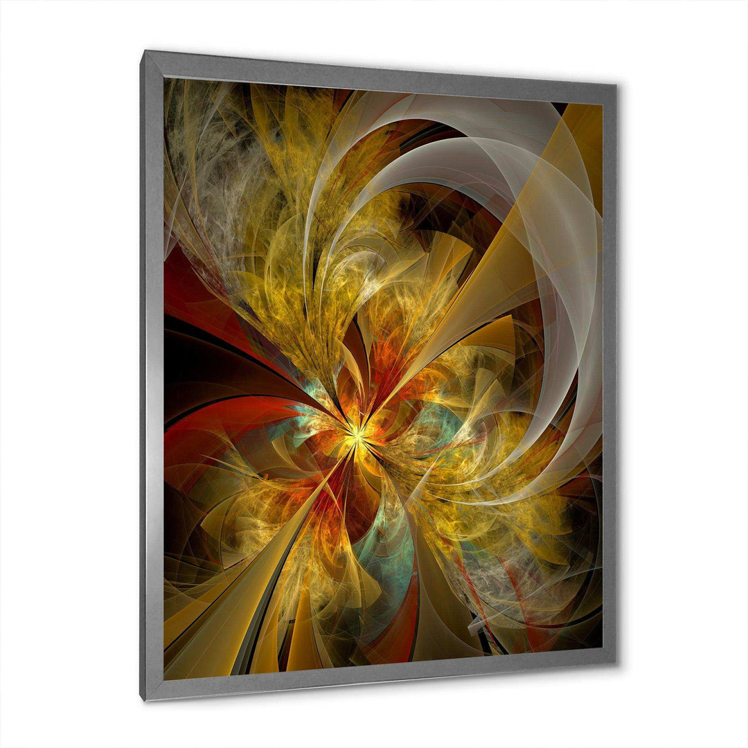 Bright Yellow Symmetrical Flower Design - Modern Canvas Wall Art