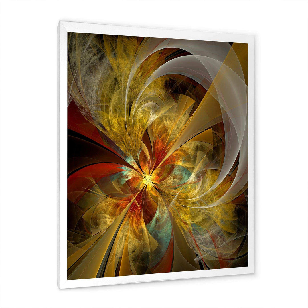 Bright Yellow Symmetrical Flower Design - Modern Canvas Wall Art