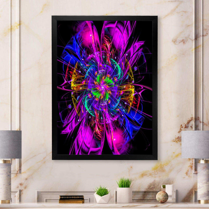 Ideal Fractal Flower Digital Art in Purple - Modern Living Room Wall Decor