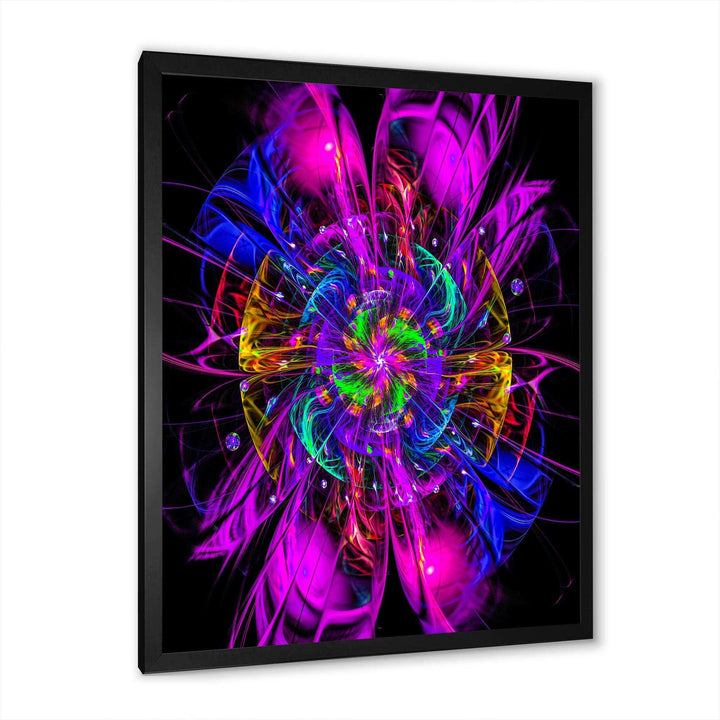 Ideal Fractal Flower Digital Art in Purple - Modern Living Room Wall Decor