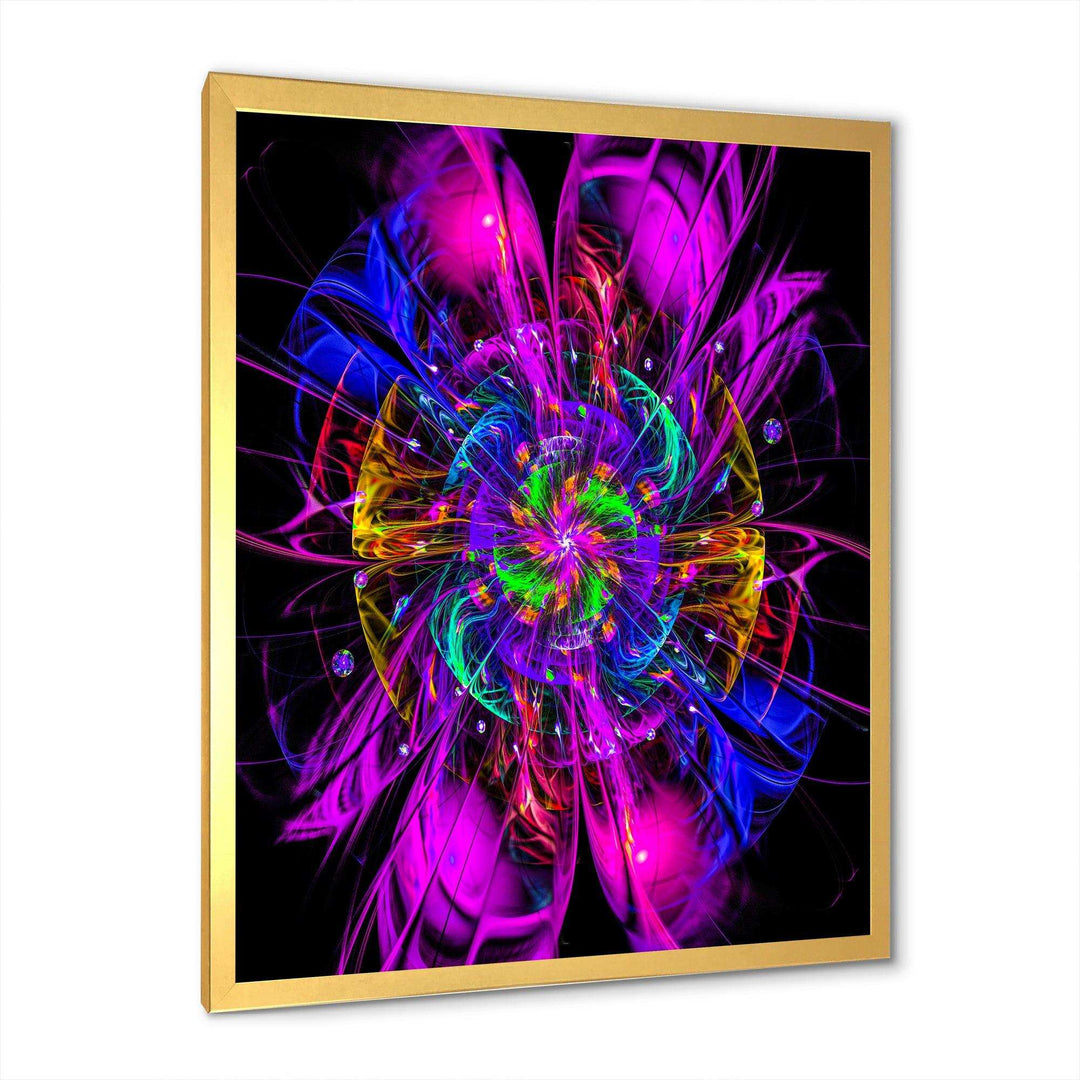 Ideal Fractal Flower Digital Art in Purple - Modern Living Room Wall Decor