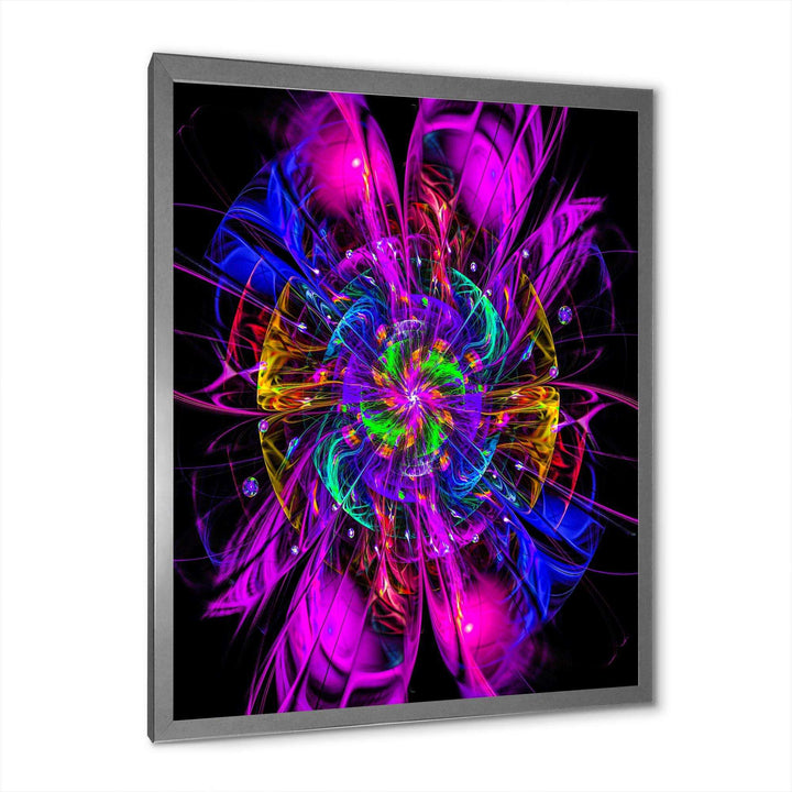 Ideal Fractal Flower Digital Art in Purple - Modern Living Room Wall Decor