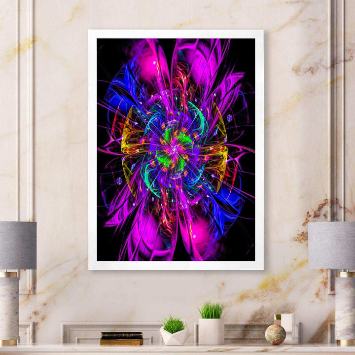 Ideal Fractal Flower Digital Art in Purple - Modern Living Room Wall Decor