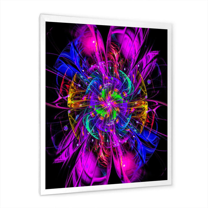 Ideal Fractal Flower Digital Art in Purple - Modern Living Room Wall Decor