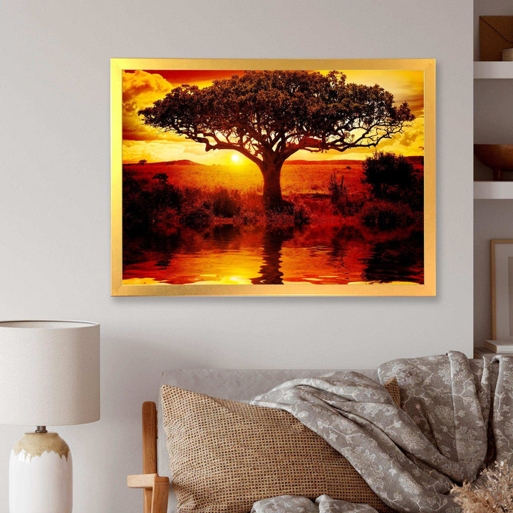 Lonely Tree in African Sunset