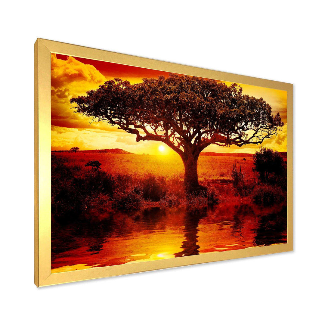 Lonely Tree in African Sunset