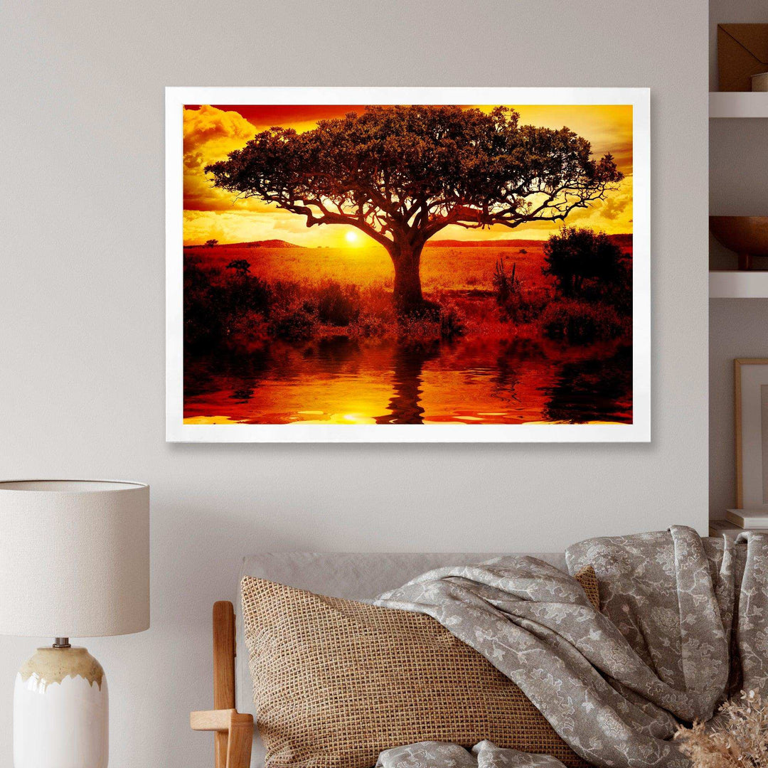 Lonely Tree in African Sunset