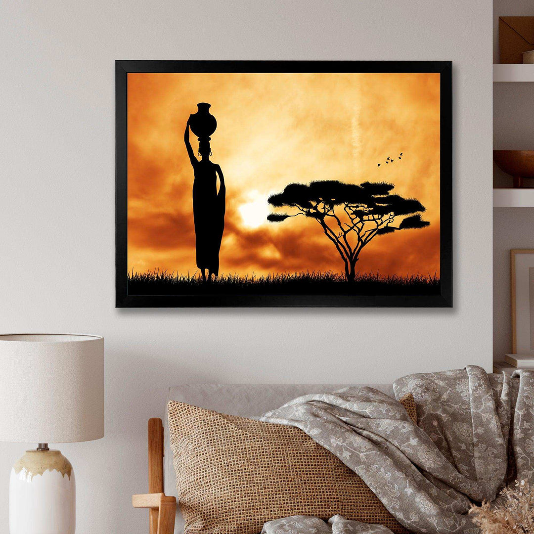 African Woman and Lonely Tree
