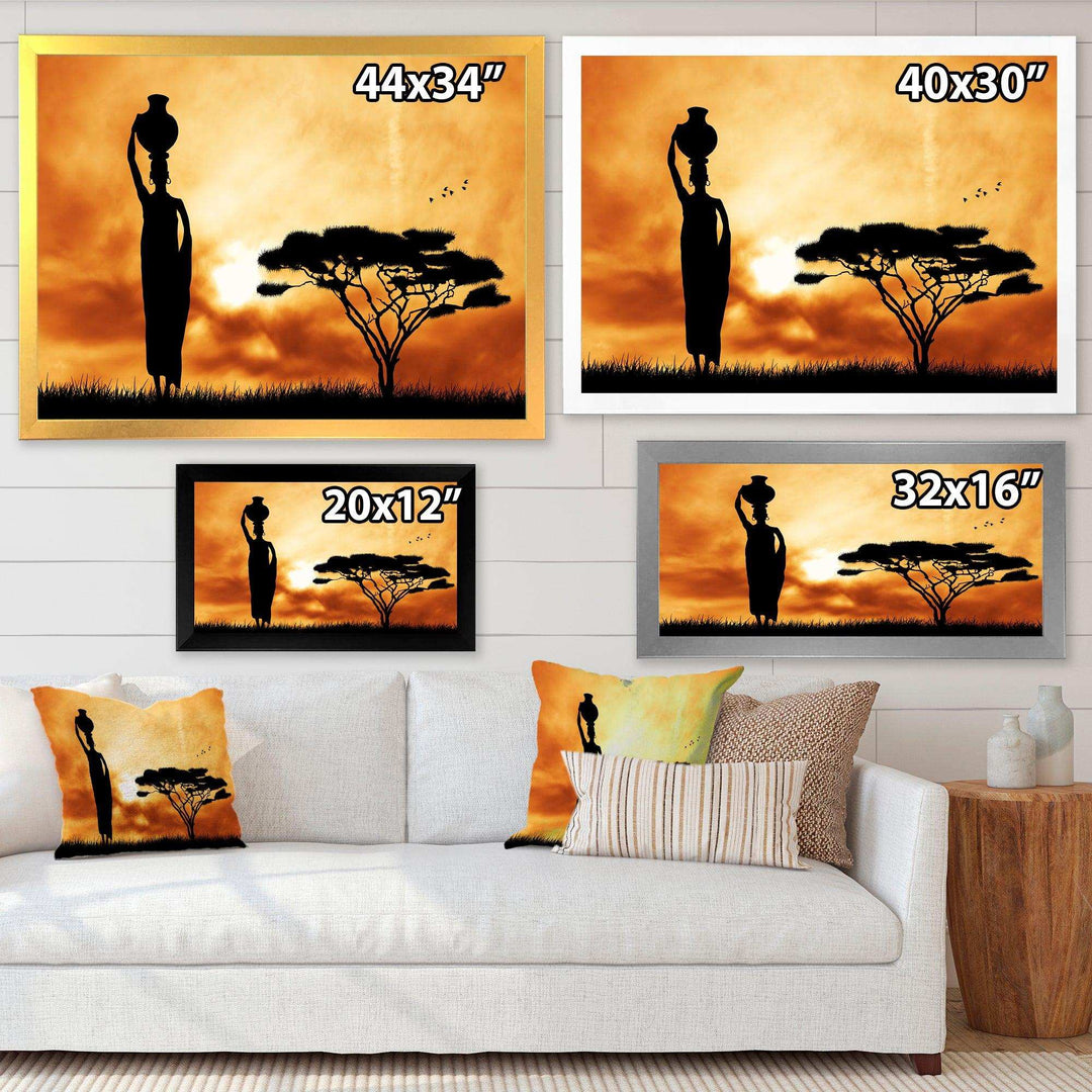 African Woman and Lonely Tree
