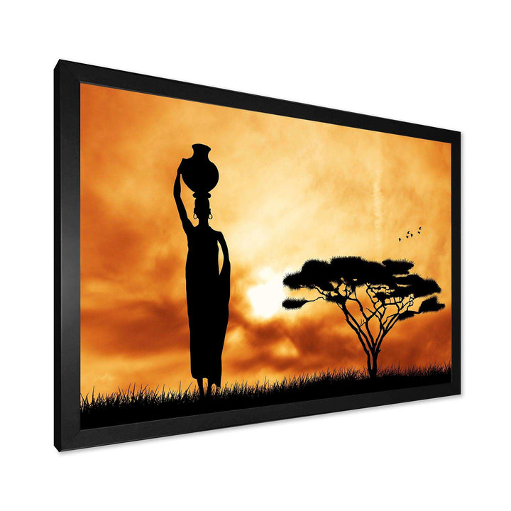 African Woman and Lonely Tree