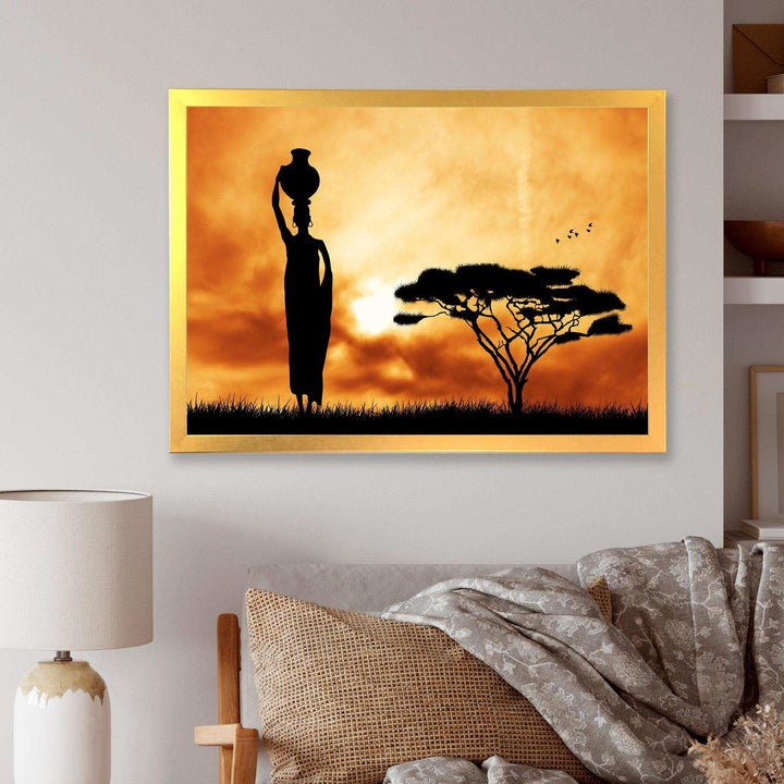 African Woman and Lonely Tree