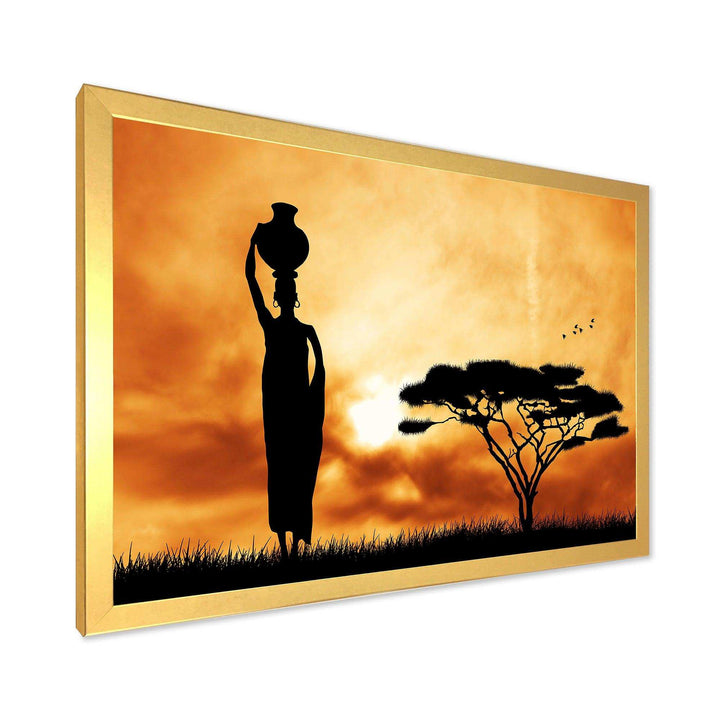 African Woman and Lonely Tree