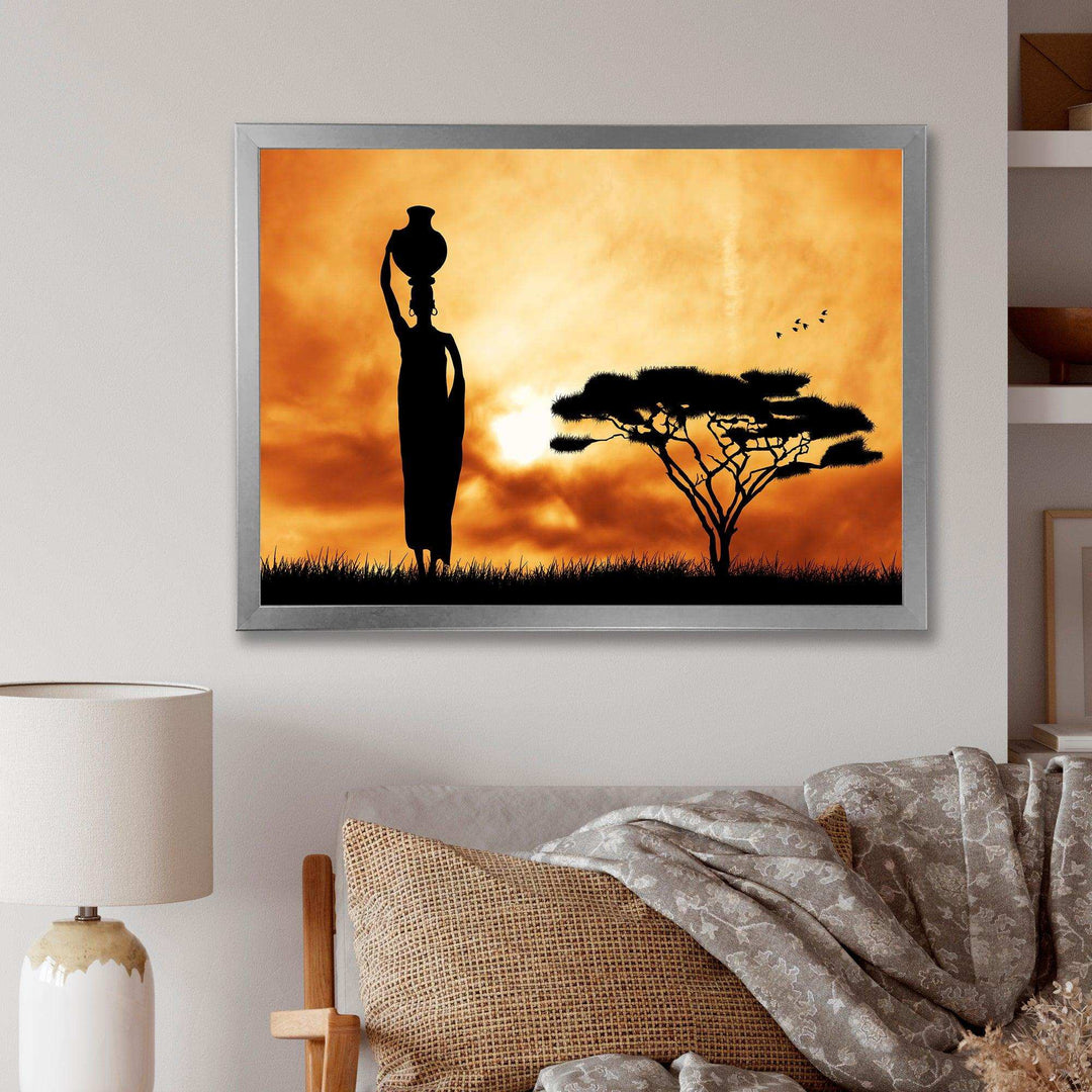 African Woman and Lonely Tree