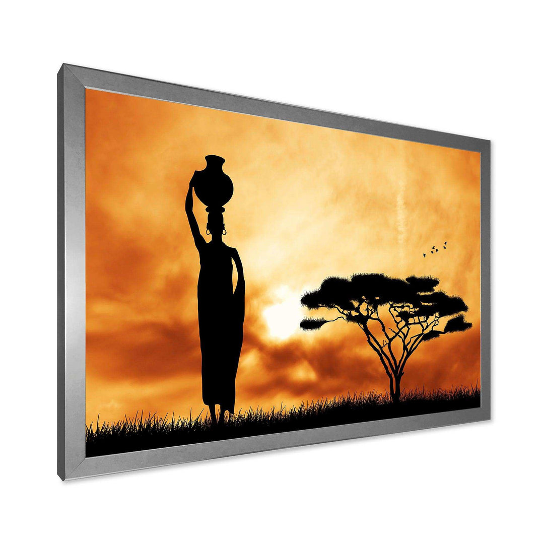 African Woman and Lonely Tree