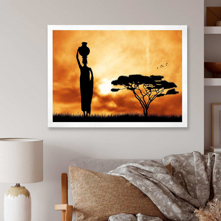 African Woman and Lonely Tree