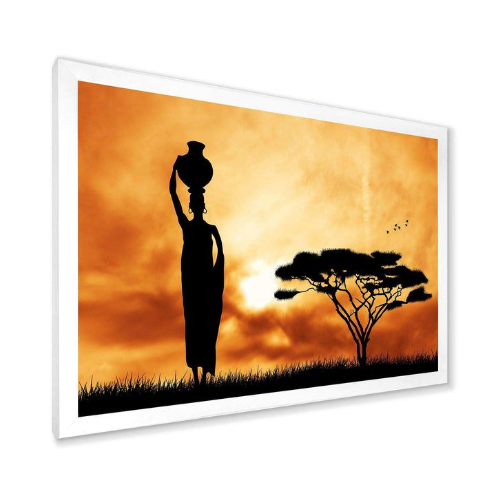 African Woman and Lonely Tree