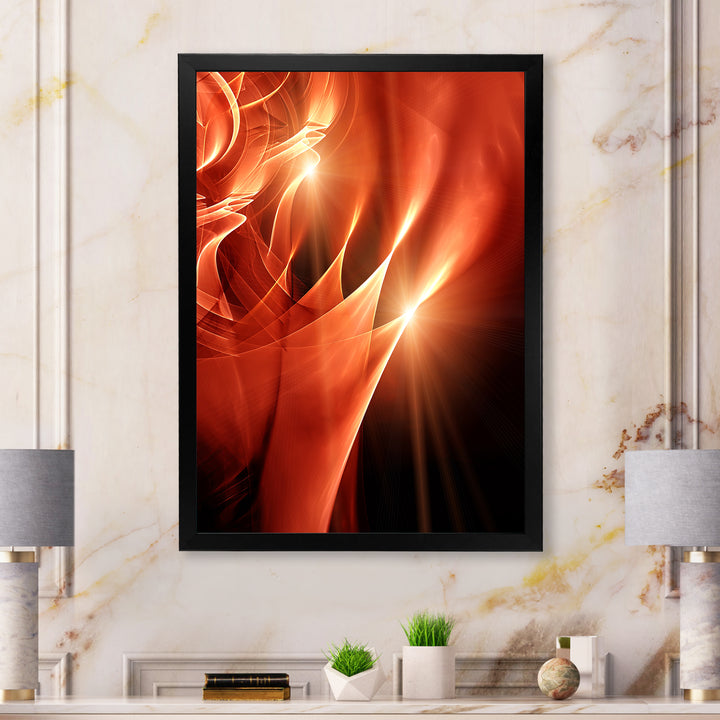 Abstract Warm Brown Fractal Design Framed Print Vibrant Black - 1.5" Width