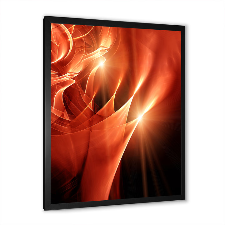 Abstract Warm Brown Fractal Design Framed Print Vibrant Black - 1.5" Width