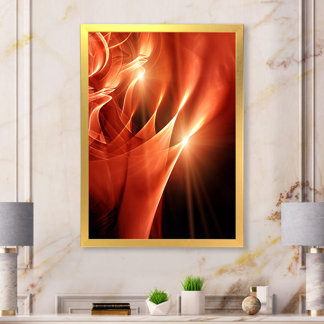 Abstract Warm Brown Fractal Design Framed Print Vibrant Gold - 1.5" Width