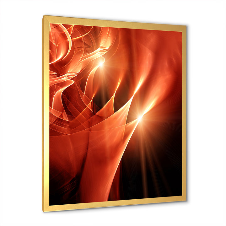 Abstract Warm Brown Fractal Design Framed Print Vibrant Gold - 1.5" Width