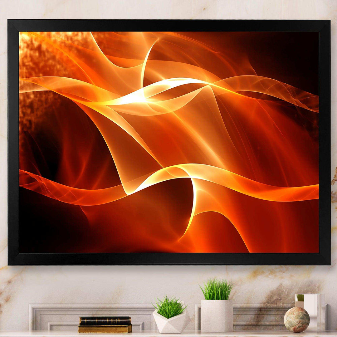 Orange Abstract Fractal Waves - Modern Wall Art Prints