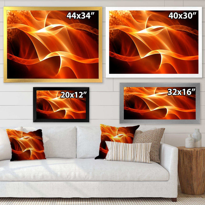 Orange Abstract Fractal Waves - Modern Wall Art Prints