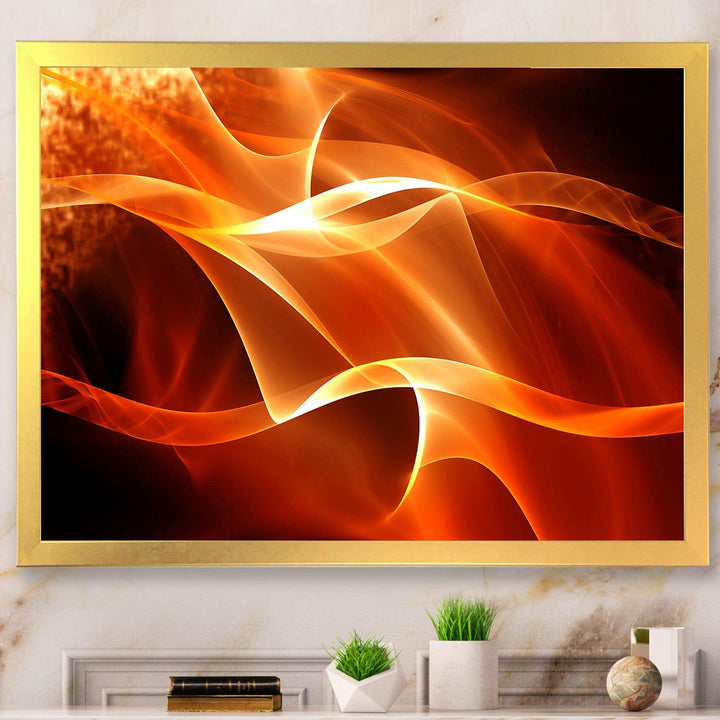 Orange Abstract Fractal Waves - Modern Wall Art Prints