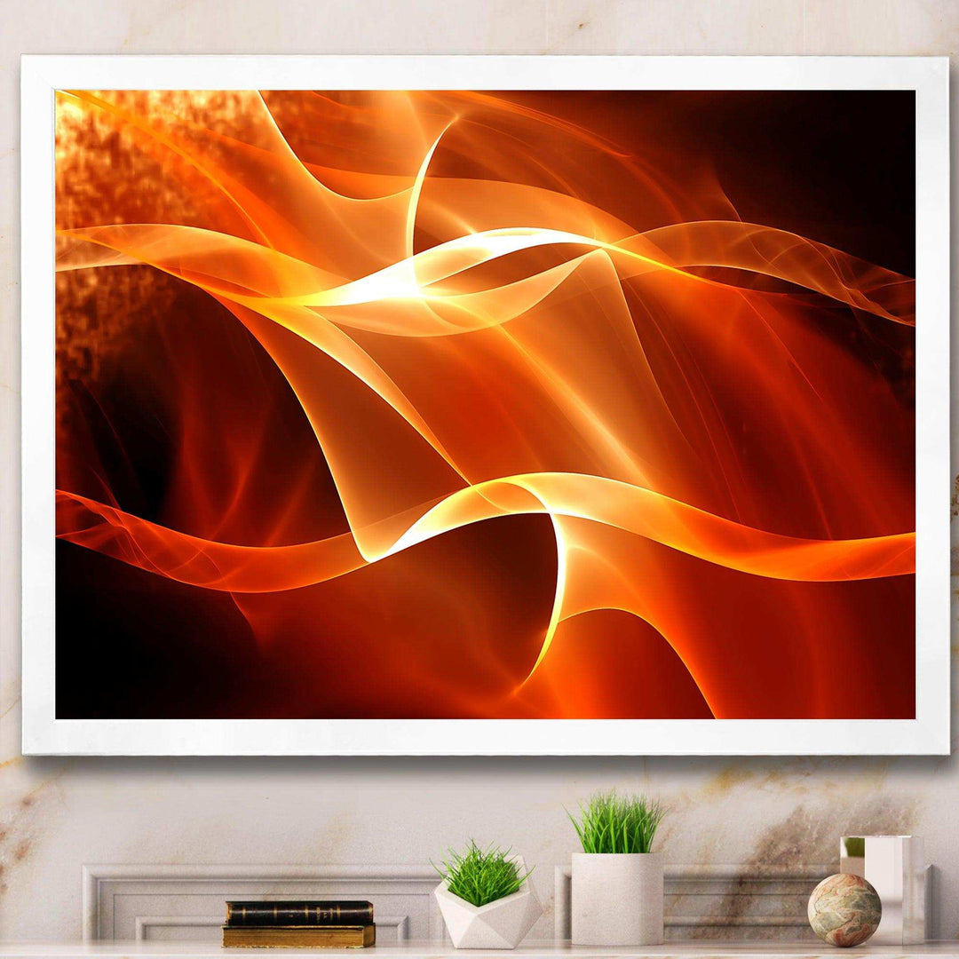 Orange Abstract Fractal Waves - Modern Wall Art Prints