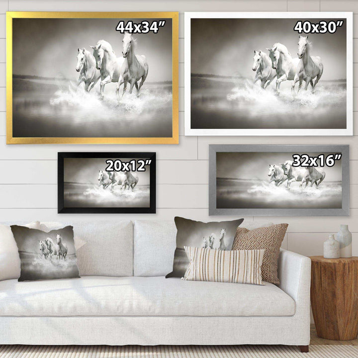 Horses Running Through Water