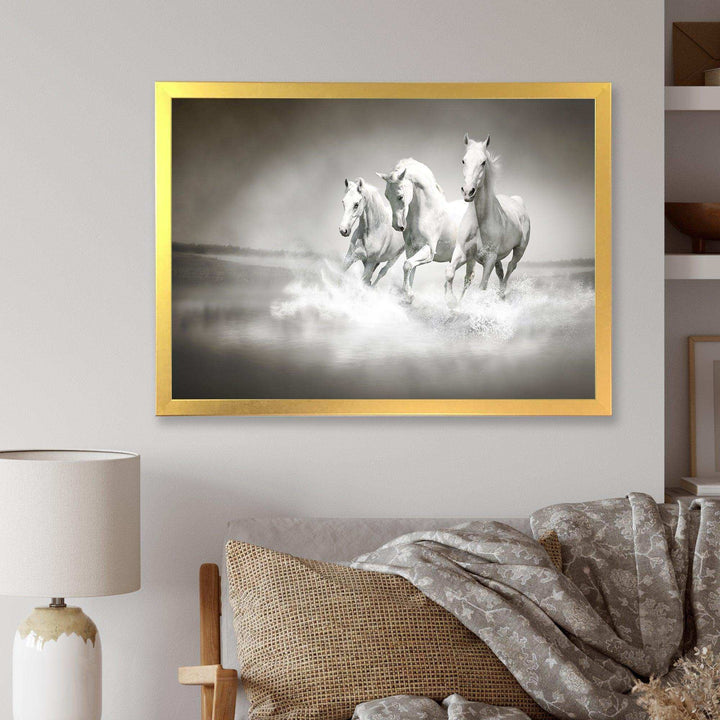 Horses Running Through Water