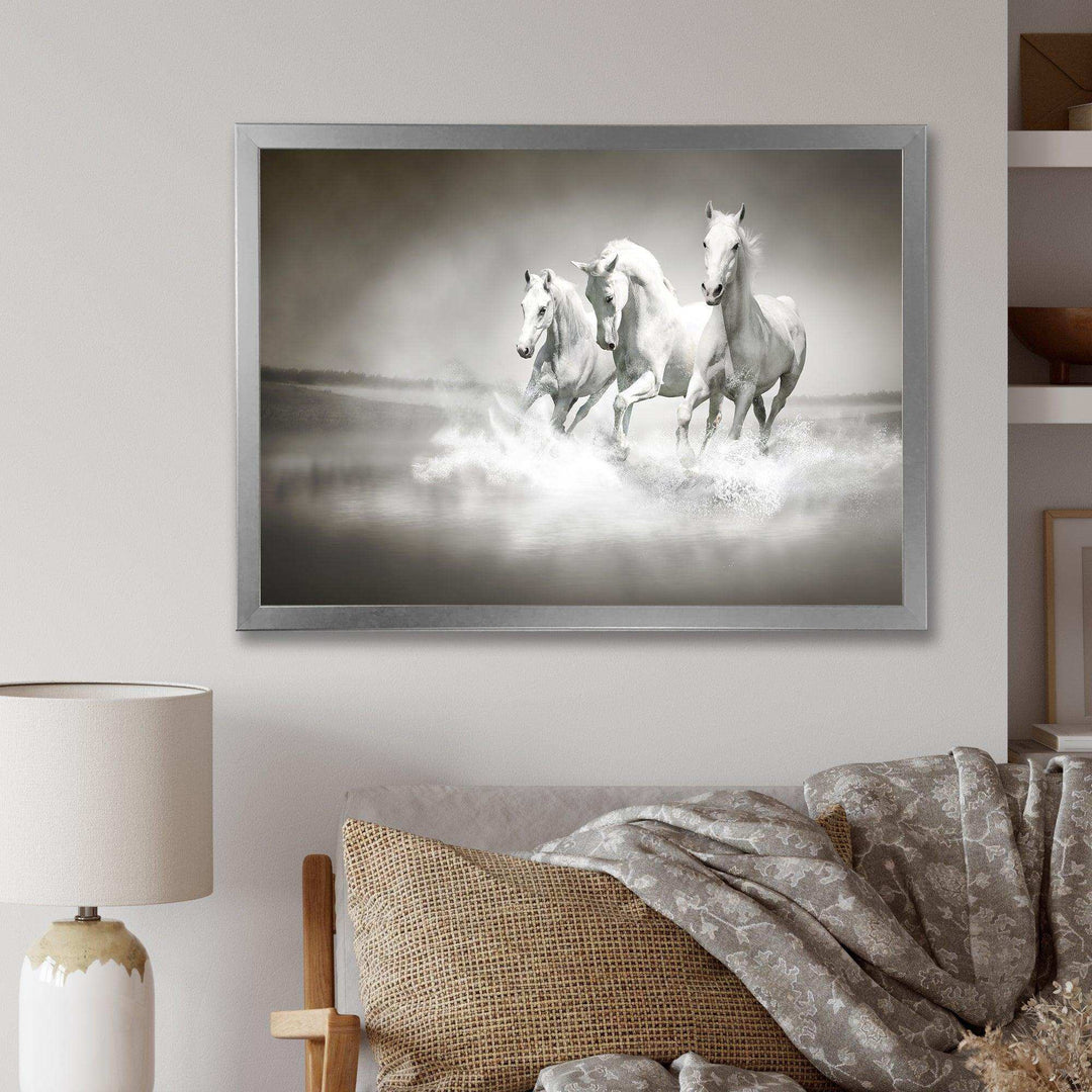 Horses Running Through Water