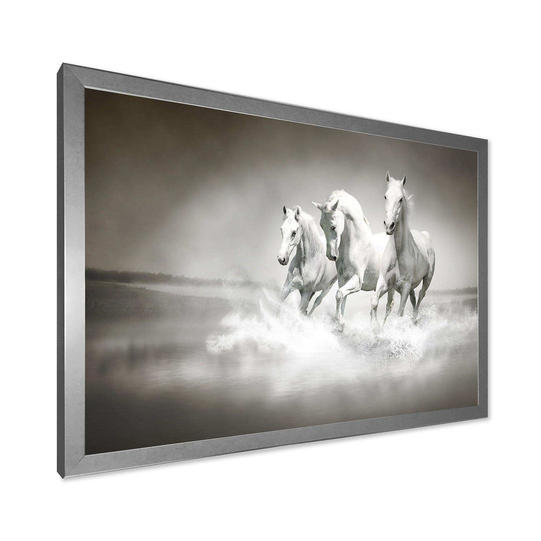 Horses Running Through Water