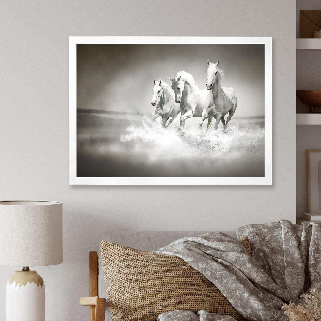 Horses Running Through Water