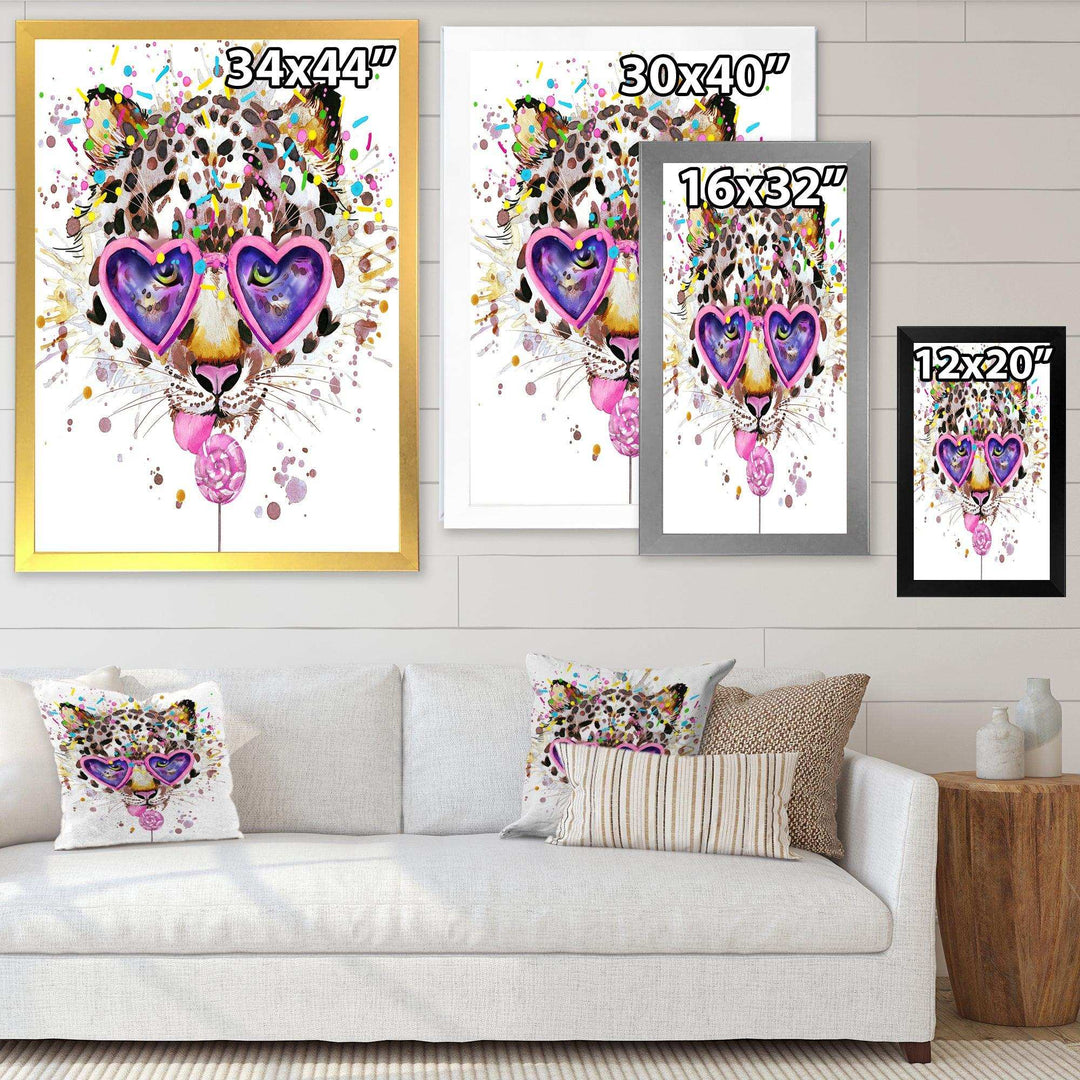 Funny Leopard with Heart Glasses