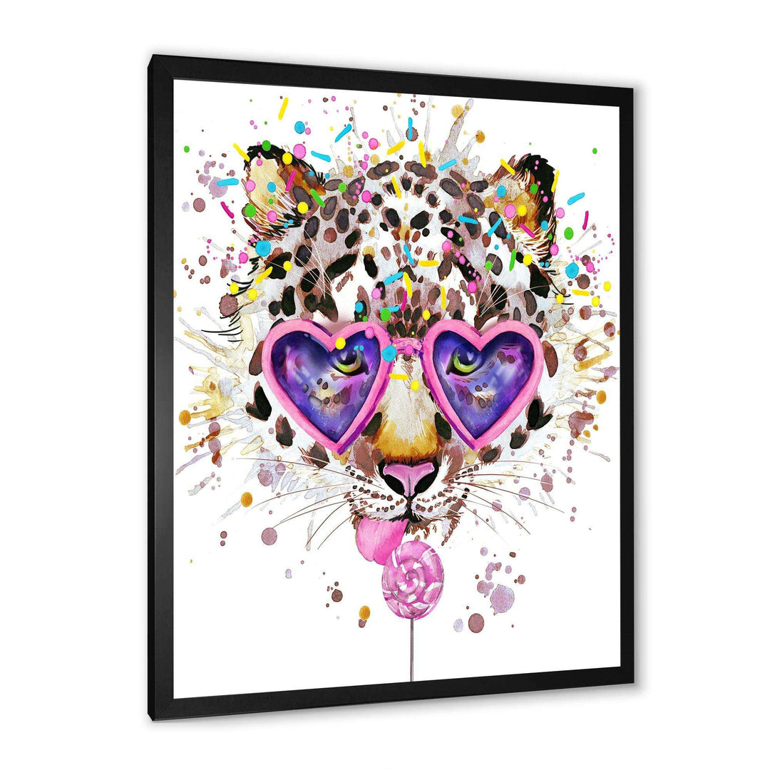 Funny Leopard with Heart Glasses
