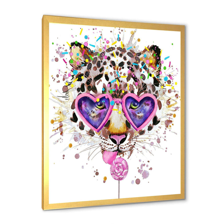 Funny Leopard with Heart Glasses
