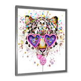 Funny Leopard with Heart Glasses