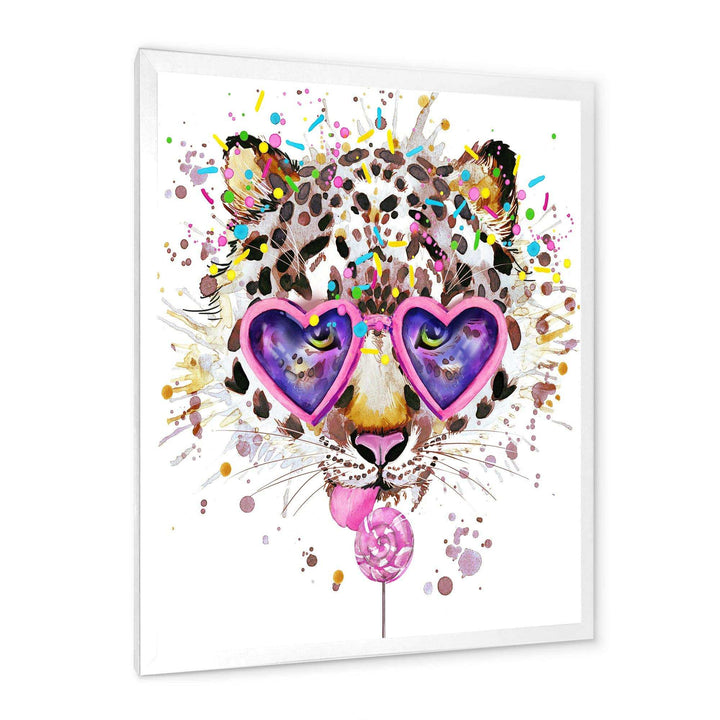 Funny Leopard with Heart Glasses