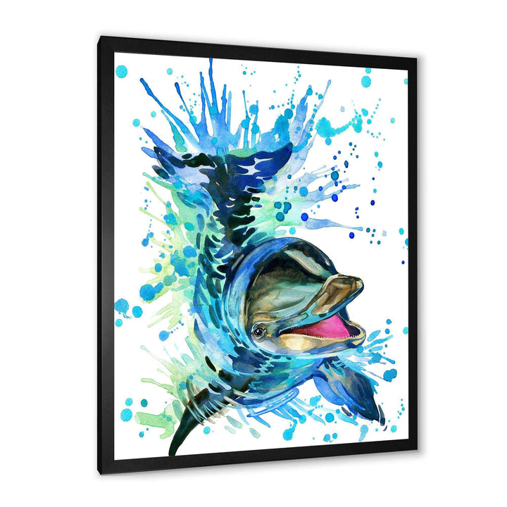 Large Blue Dolphin Watercolor