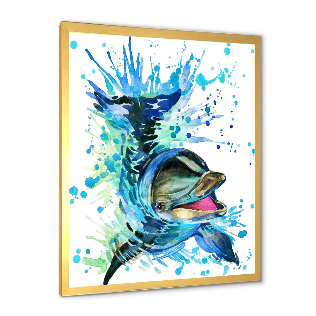 Large Blue Dolphin Watercolor