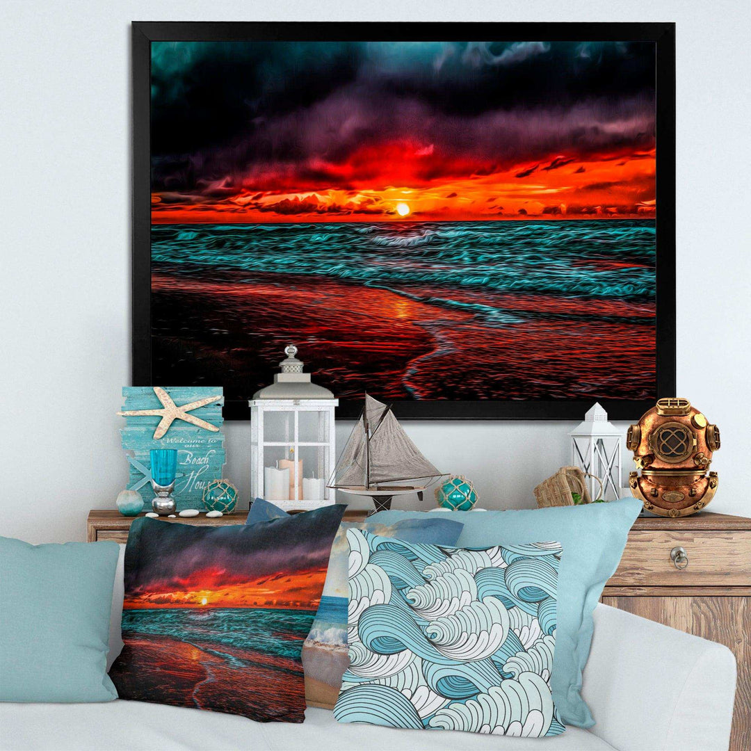 Red Sunset over Blue Waters