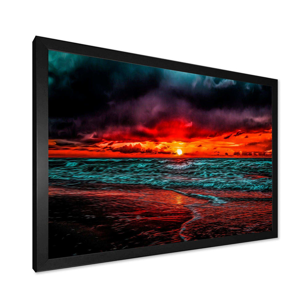 Red Sunset over Blue Waters