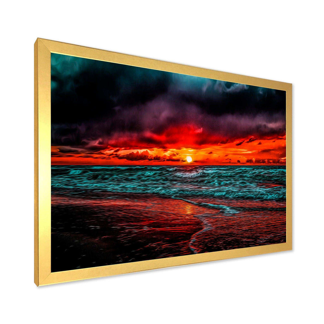 Red Sunset over Blue Waters