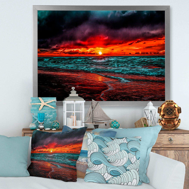 Red Sunset over Blue Waters