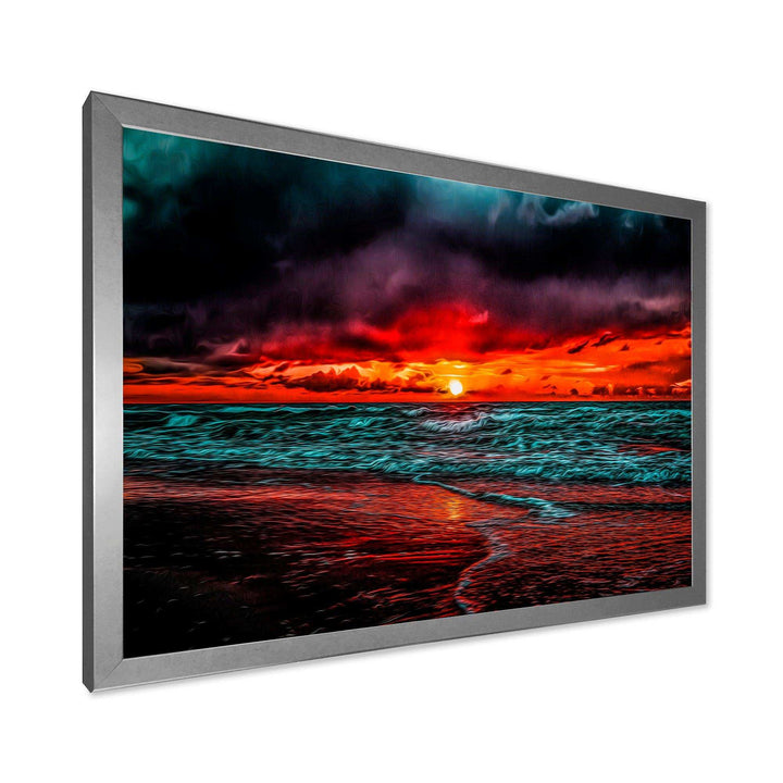 Red Sunset over Blue Waters