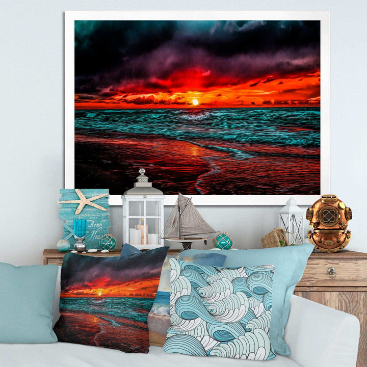 Red Sunset over Blue Waters