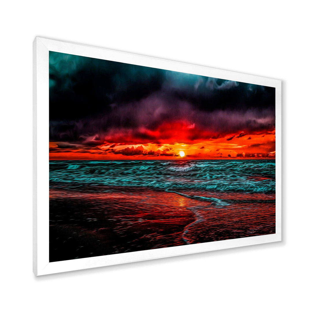 Red Sunset over Blue Waters